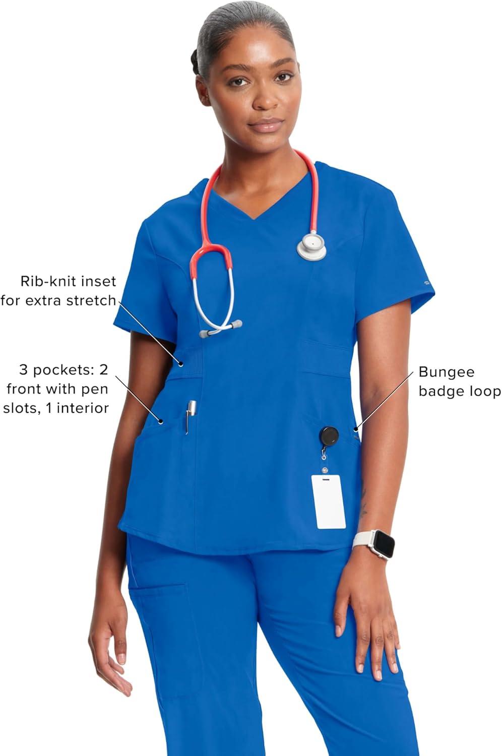 imageInfinity Cherokee VNeck Womens Nurse Scrub Top 4Way Stretch Superior Performance and Comfort CK623ARoyal