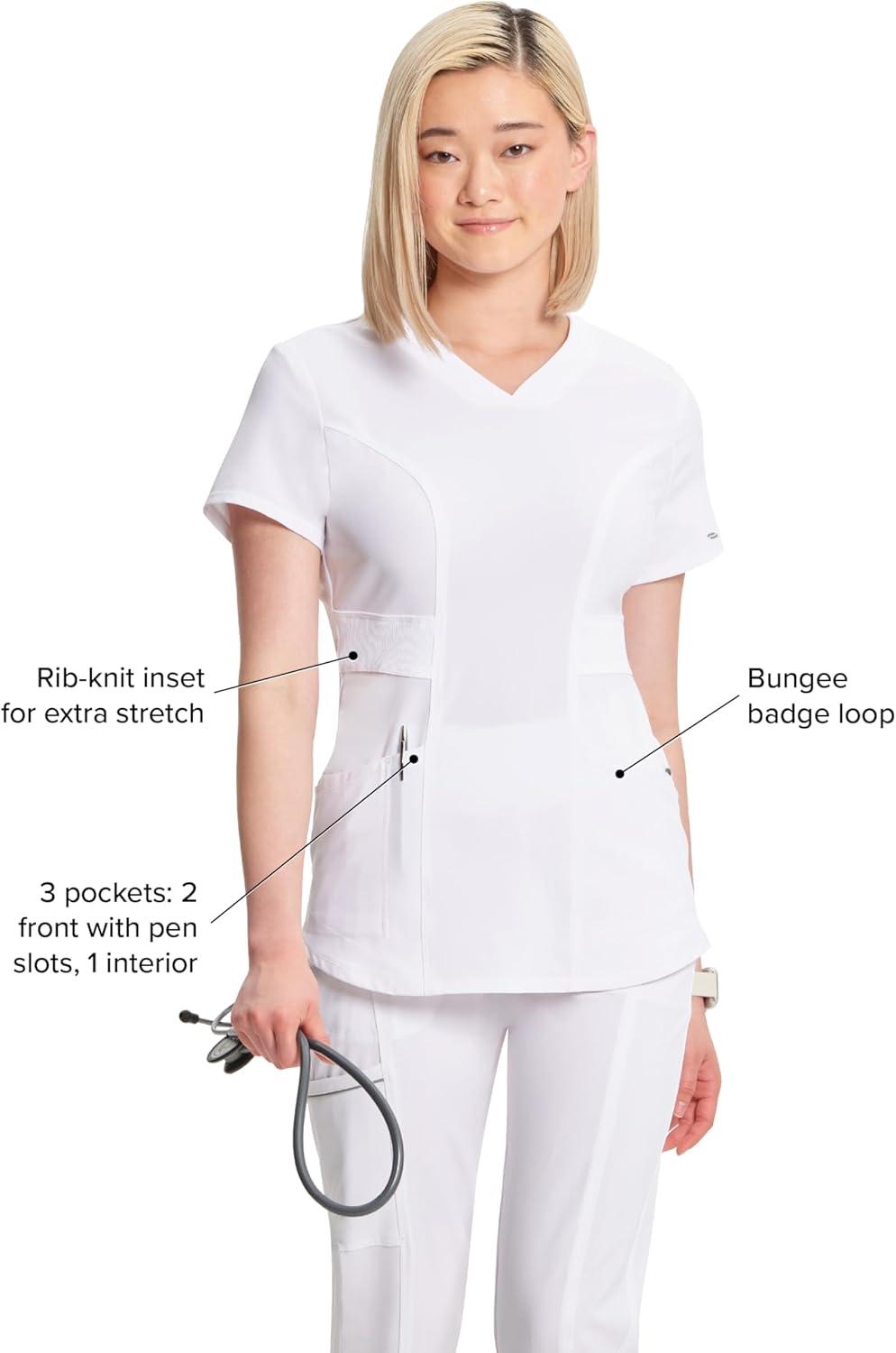imageInfinity Cherokee VNeck Womens Nurse Scrub Top 4Way Stretch Superior Performance and Comfort CK623AWhite