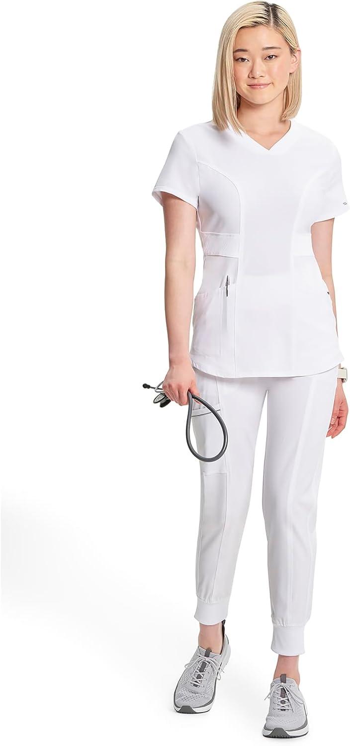 imageInfinity Cherokee VNeck Womens Nurse Scrub Top 4Way Stretch Superior Performance and Comfort CK623AWhite
