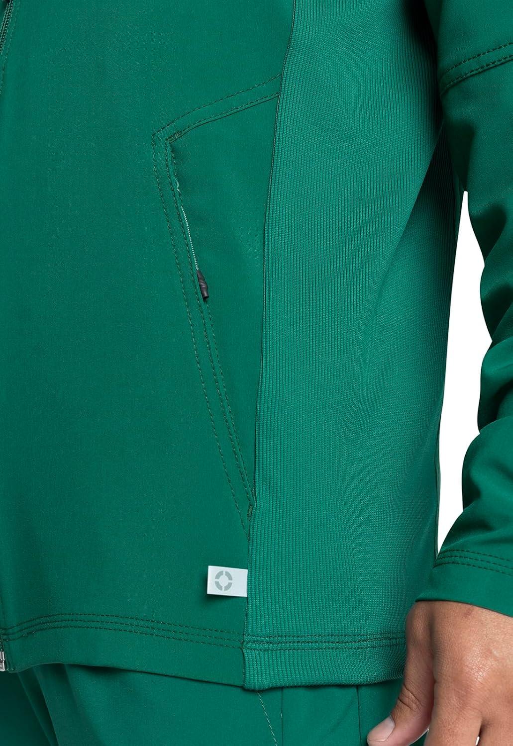 imageInfinity Mens Zip Front Jacket Modern Fit RibKnit Panels with 3 Pockets and Knit Sleeve Panel CK332AHunter Green