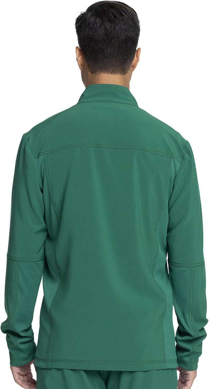 imageInfinity Mens Zip Front Jacket Modern Fit RibKnit Panels with 3 Pockets and Knit Sleeve Panel CK332AHunter Green