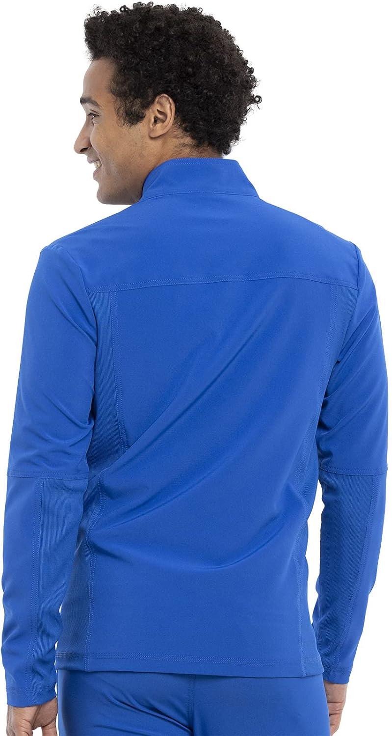 imageInfinity Mens Zip Front Jacket Modern Fit RibKnit Panels with 3 Pockets and Knit Sleeve Panel CK332ARoyal