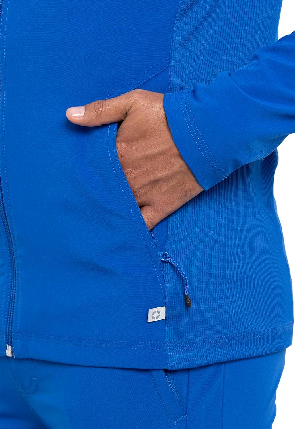 imageInfinity Mens Zip Front Jacket Modern Fit RibKnit Panels with 3 Pockets and Knit Sleeve Panel CK332ARoyal
