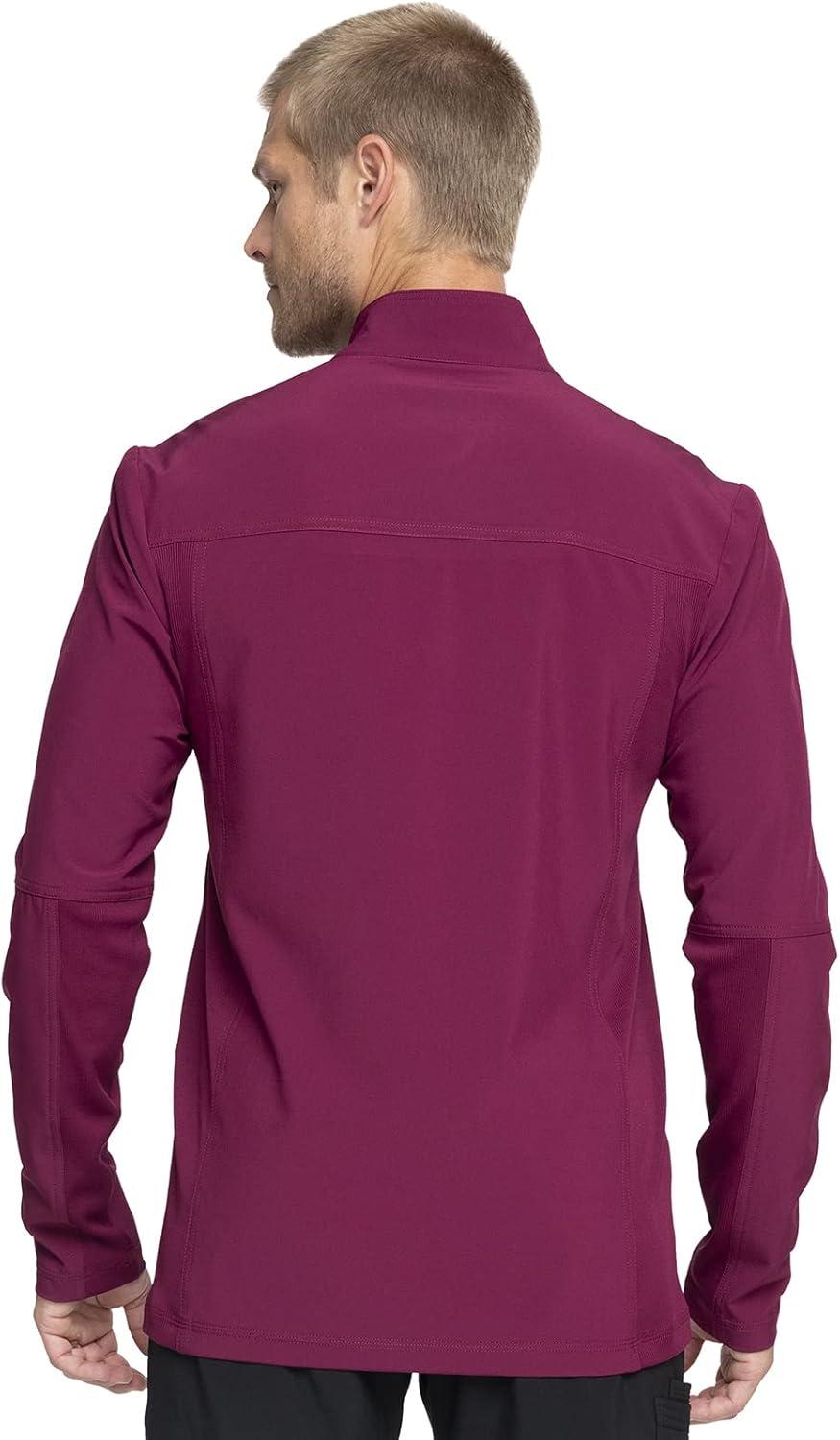 imageInfinity Mens Zip Front Jacket Modern Fit RibKnit Panels with 3 Pockets and Knit Sleeve Panel CK332AWine