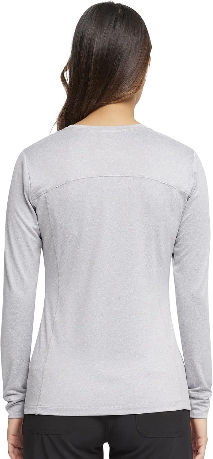 imageInfinity Women Long Sleeve Underscrub Knit Tee with Round Neckline Scrub TShirt CK782Grey