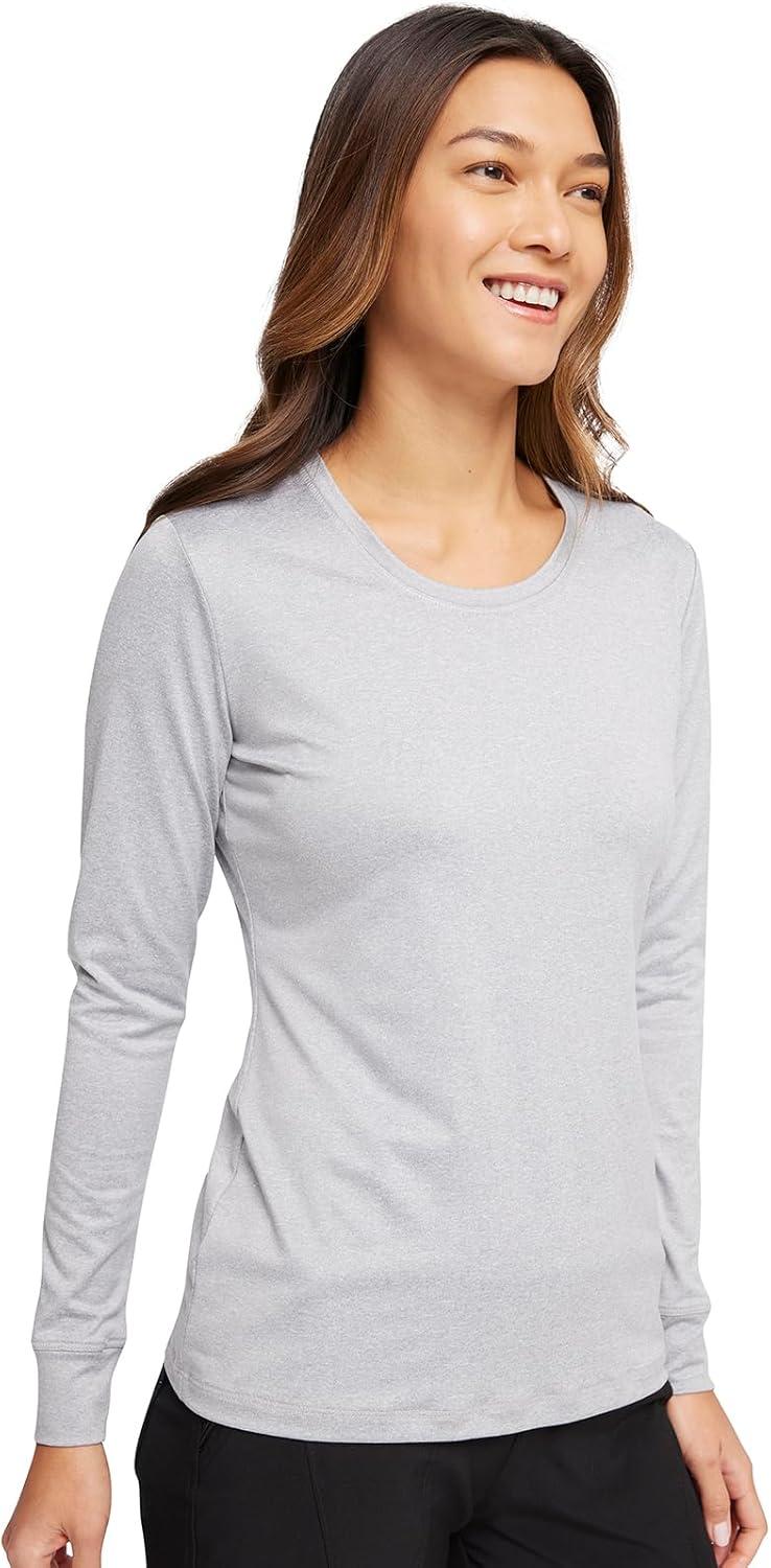 imageInfinity Women Long Sleeve Underscrub Knit Tee with Round Neckline Scrub TShirt CK782Grey