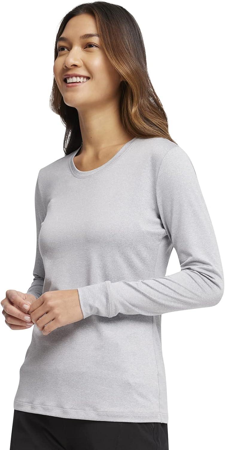 imageInfinity Women Long Sleeve Underscrub Knit Tee with Round Neckline Scrub TShirt CK782Grey