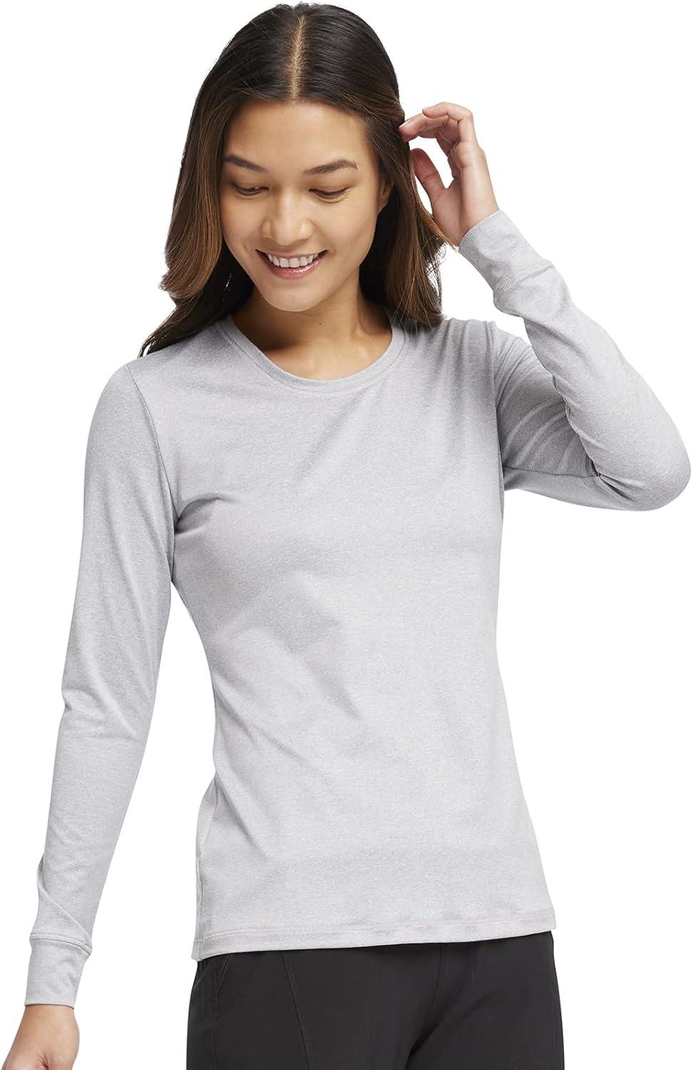 imageInfinity Women Long Sleeve Underscrub Knit Tee with Round Neckline Scrub TShirt CK782Grey