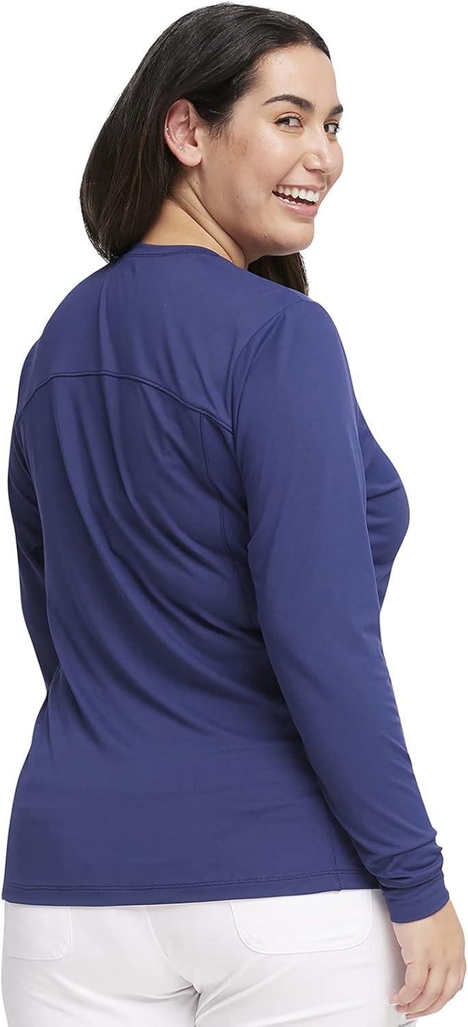 imageInfinity Women Long Sleeve Underscrub Knit Tee with Round Neckline Scrub TShirt CK782Navy