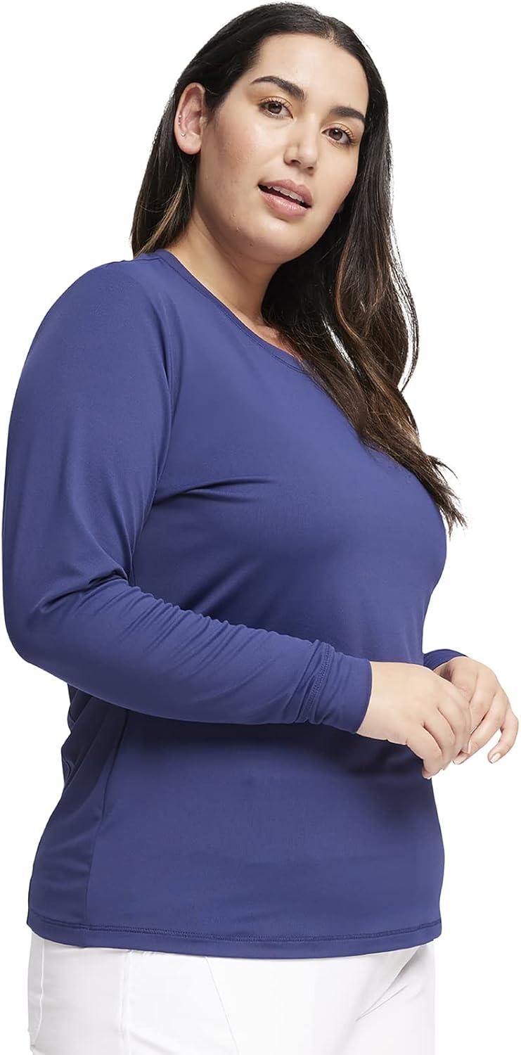 imageInfinity Women Long Sleeve Underscrub Knit Tee with Round Neckline Scrub TShirt CK782Navy