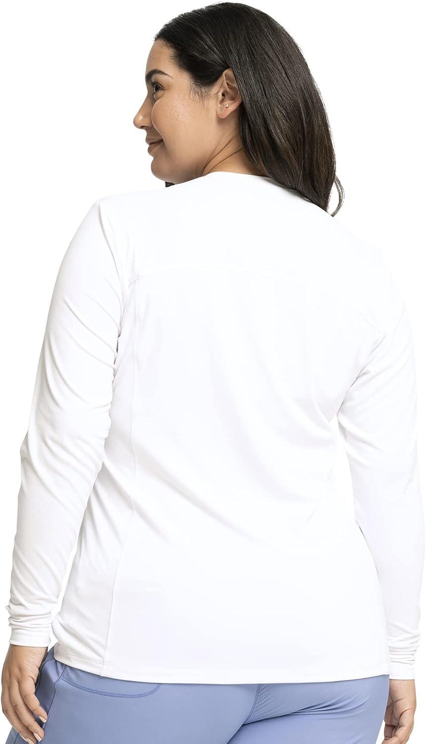 imageInfinity Women Long Sleeve Underscrub Knit Tee with Round Neckline Scrub TShirt CK782White