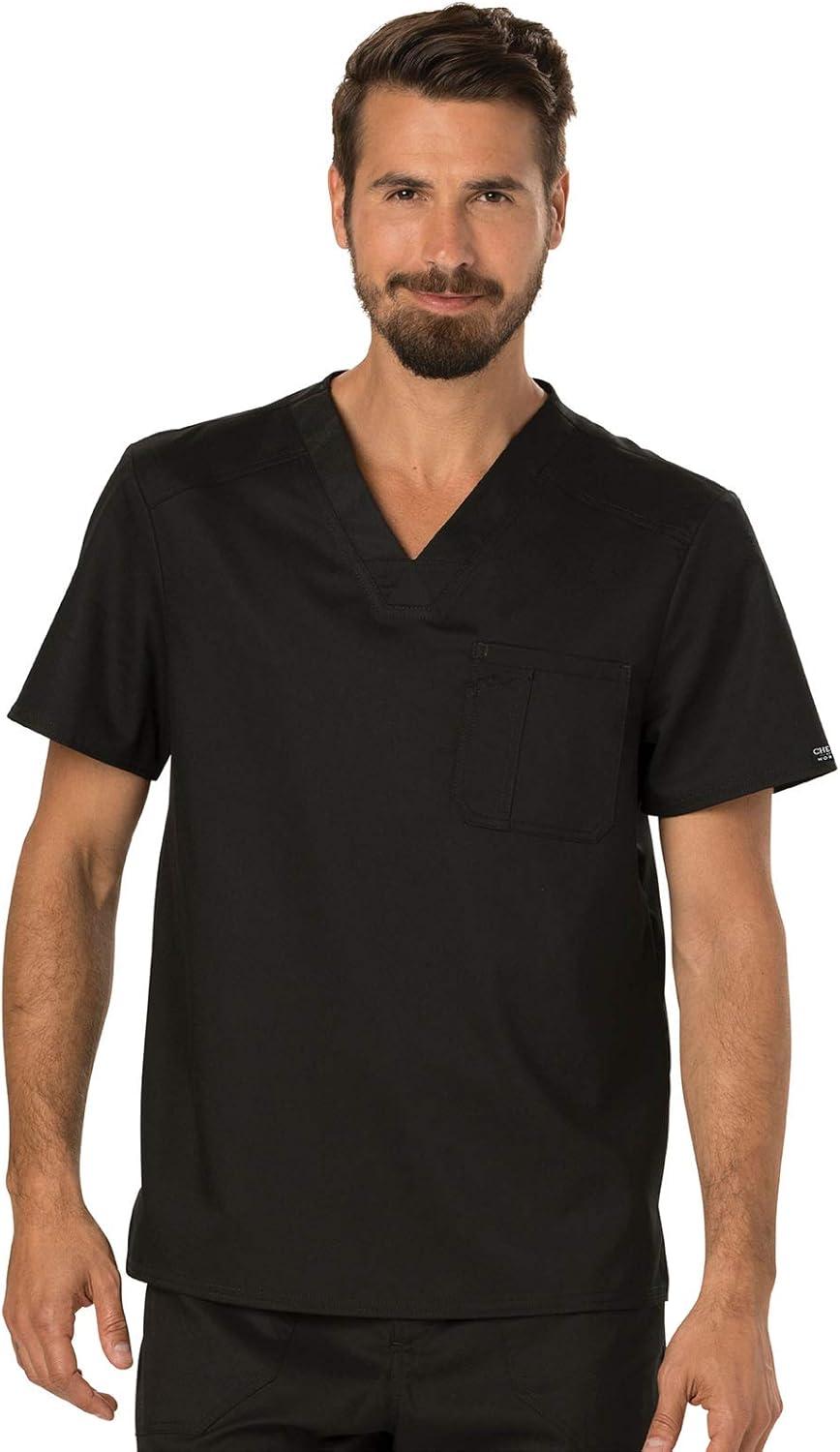 imageMen Scrubs Set Workwear Revolution WW690 Tuckable VNeck Top amp WW140 Fly Front Pant Black 2XL Top 2XL Pant