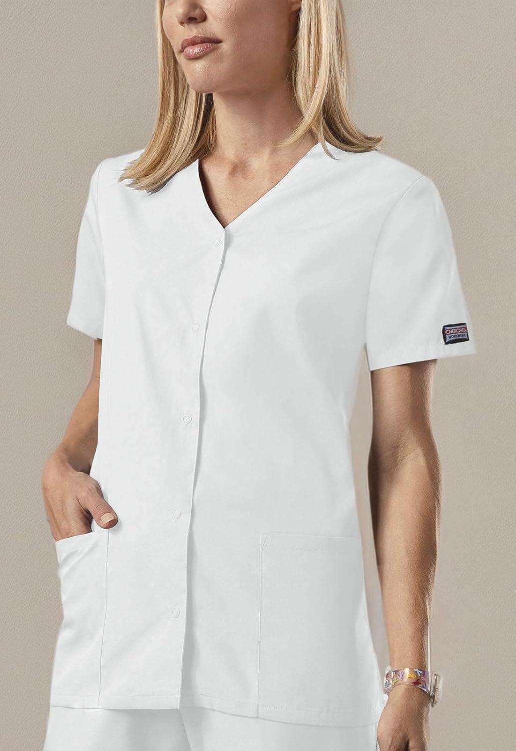 imageScrubs for Women Workwear Originals Snap Front Top 4770White