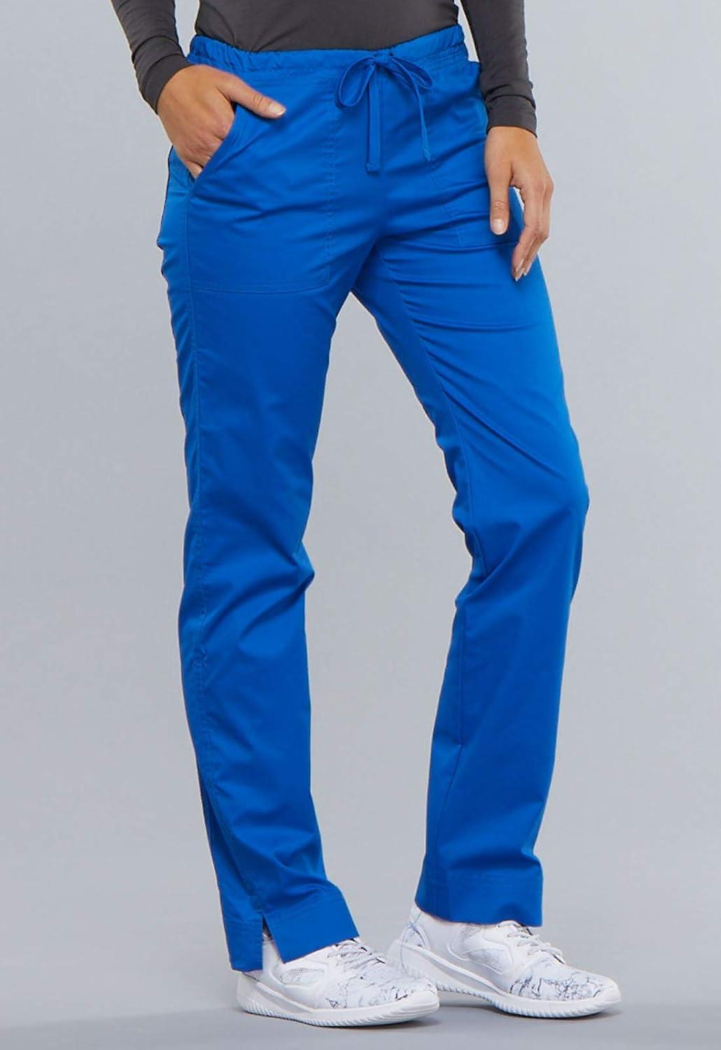 imageWorkwear Core Stretch Women Scrubs Pant Mid Rise Straight Leg Drawstring 4203Royal