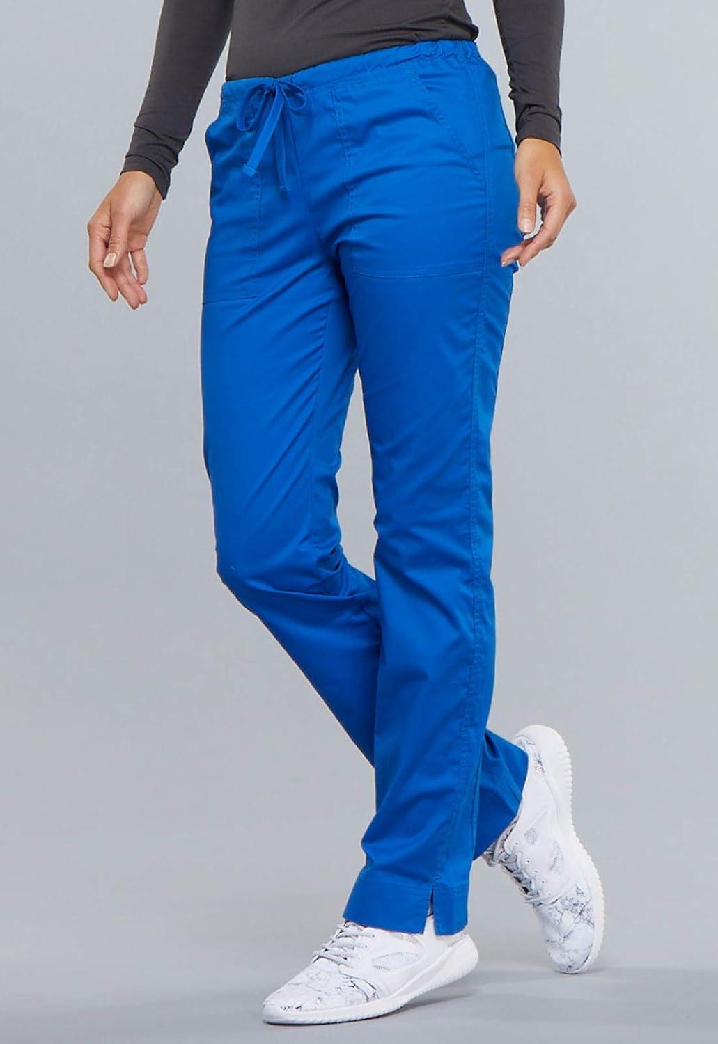 imageWorkwear Core Stretch Women Scrubs Pant Mid Rise Straight Leg Drawstring 4203Royal