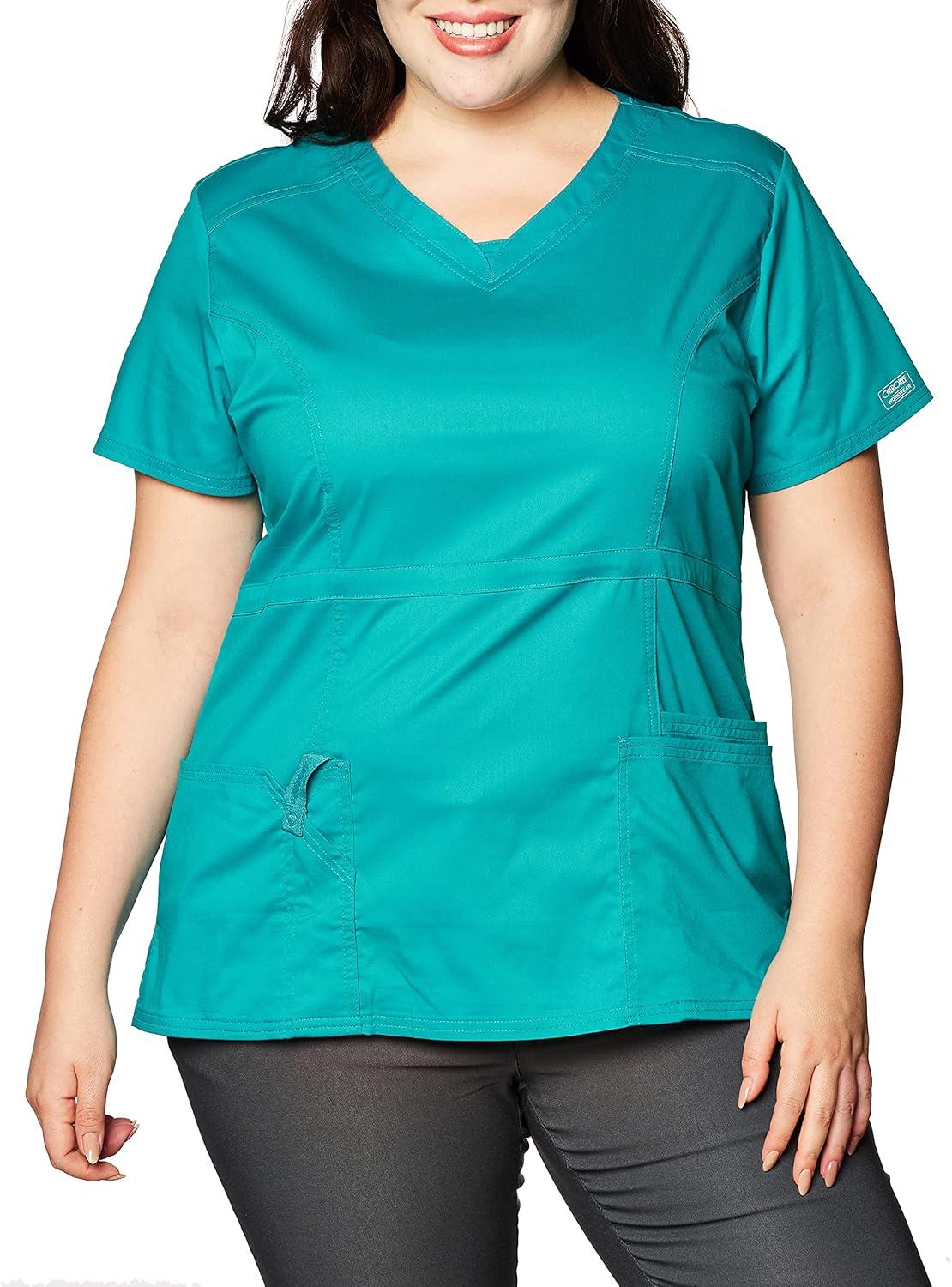 imageWorkwear Core Stretch Women Scrubs Top VNeck 24703Teal Blue