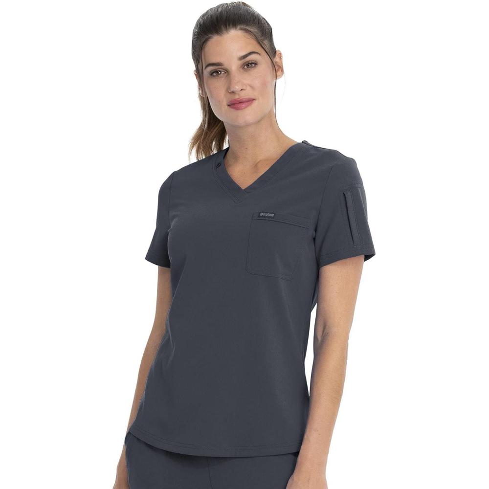 imageCherokee Euphoria Women Scrubs Top Tuckable VNeck CK788APewter