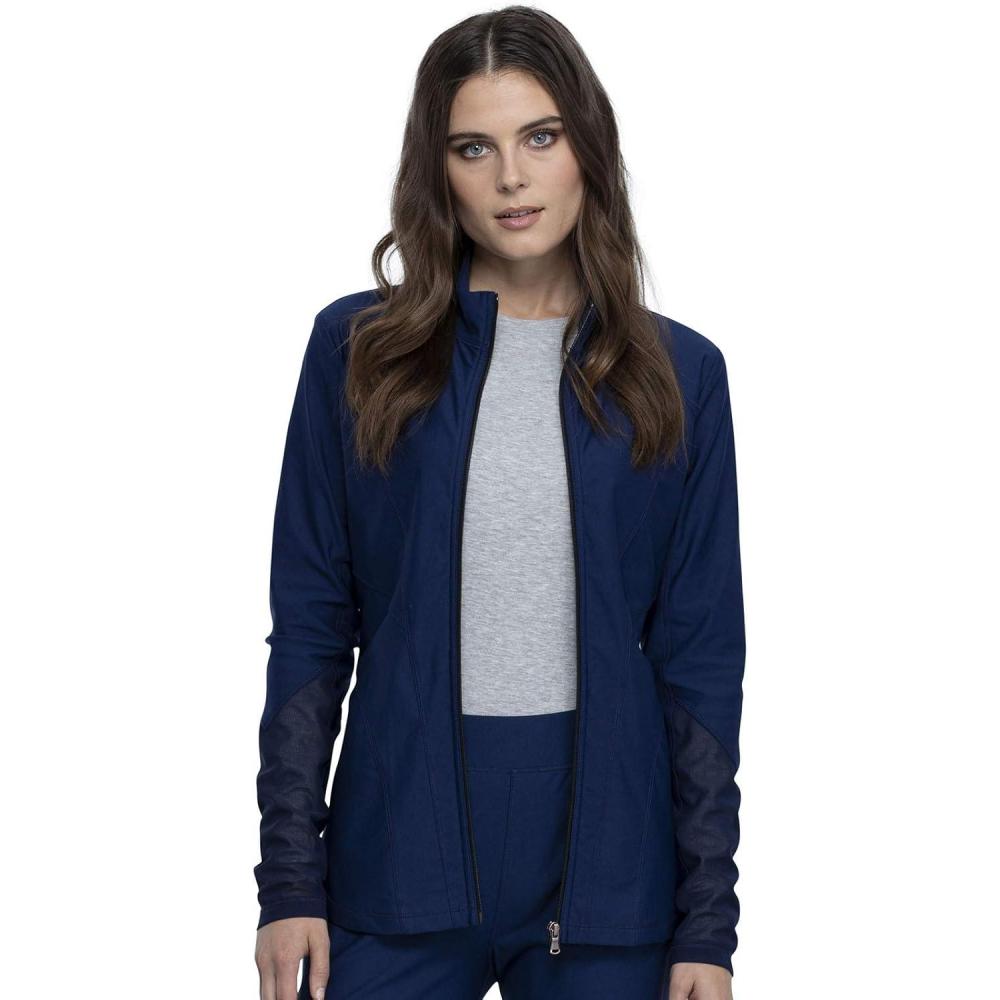 imageCherokee Form Women Warm Up Scrubs Jacket Zip Front CK390Navy