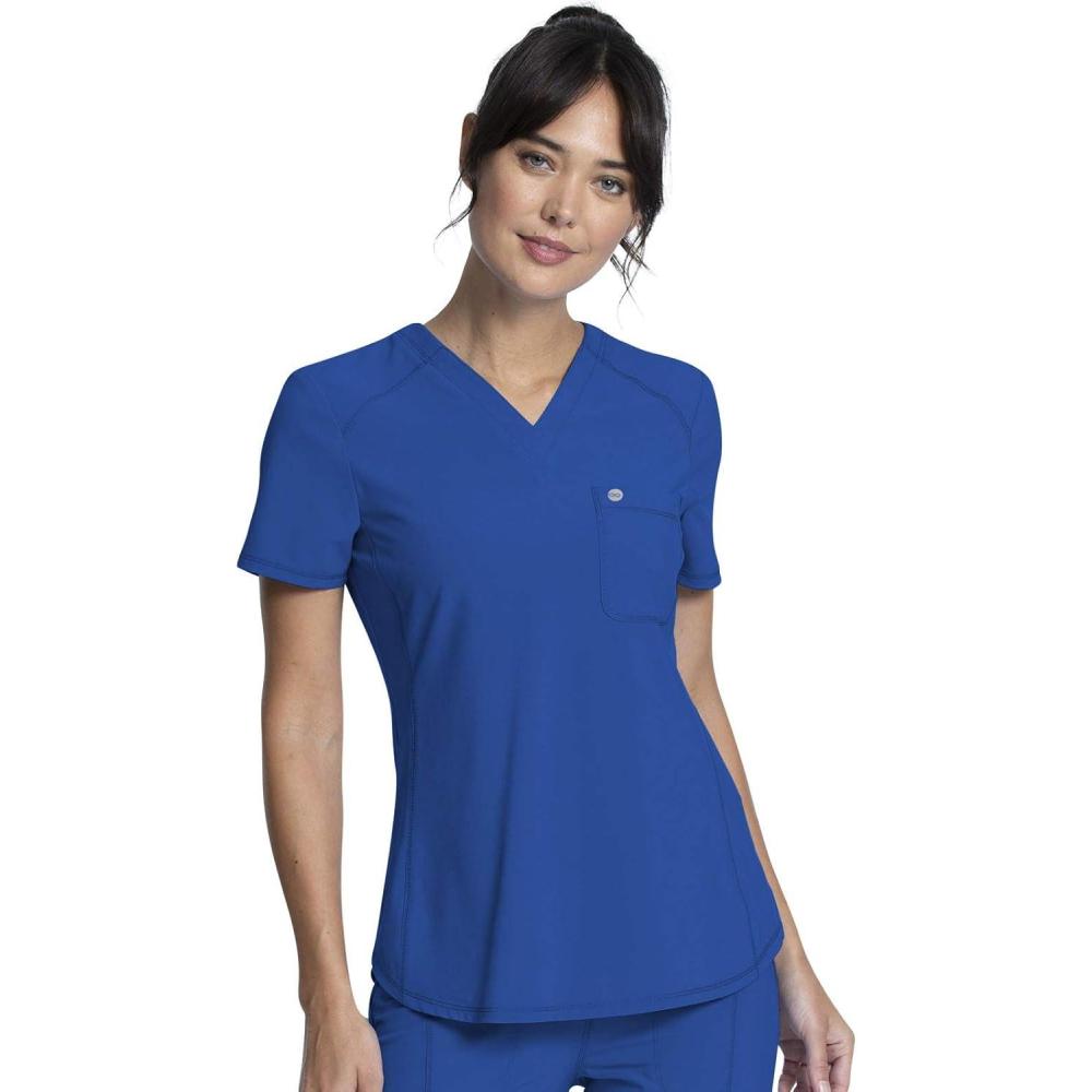 imageCherokee Infinity VNeck Nurse Scrub Top for Women with RibKnit Panel and Tuckable CK687ARoyal