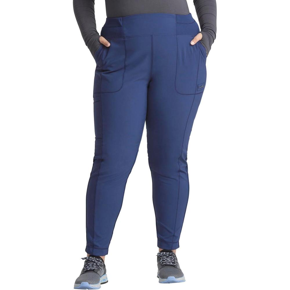 imageCherokee Infinity Womens High Rise Skinny Scrub Pants 5 Pockets Moisture Wicking Easy Care PROTX2 amp 360 Stretch CK067ANavy