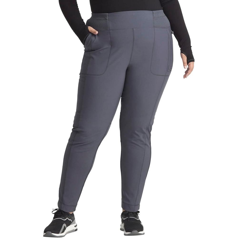 imageCherokee Infinity Womens High Rise Skinny Scrub Pants 5 Pockets Moisture Wicking Easy Care PROTX2 amp 360 Stretch CK067APewter