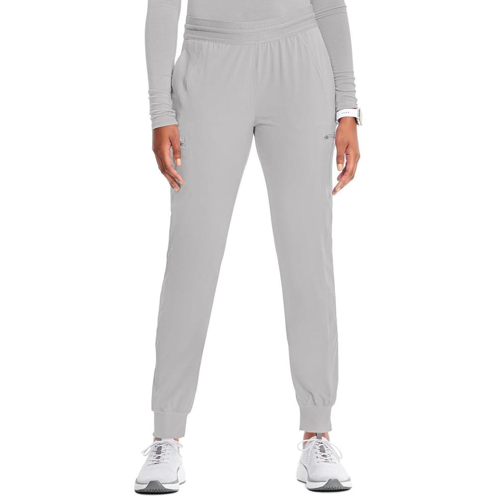 imageCherokee Infinity Womens PullOn Scrub Jogger Pants Mid Rise Bottoms 4 Pockets Elastic Waist Interior Drawstring IN122AVapor