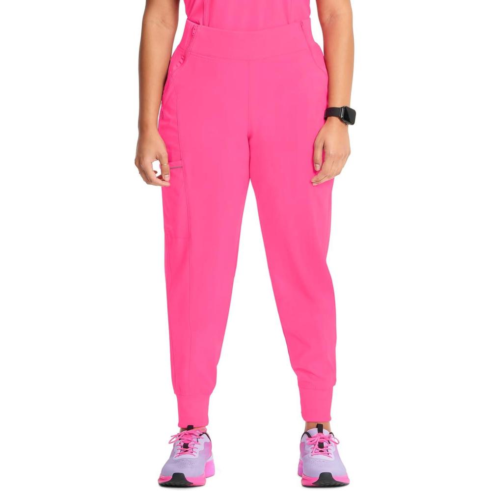 imageCherokee Infinity Womens Scrub Jogger Pants Mid Rise Moisture Wicking WrinkleResistant 360 Stretch 5 Pockets CK110ACarmine Pink
