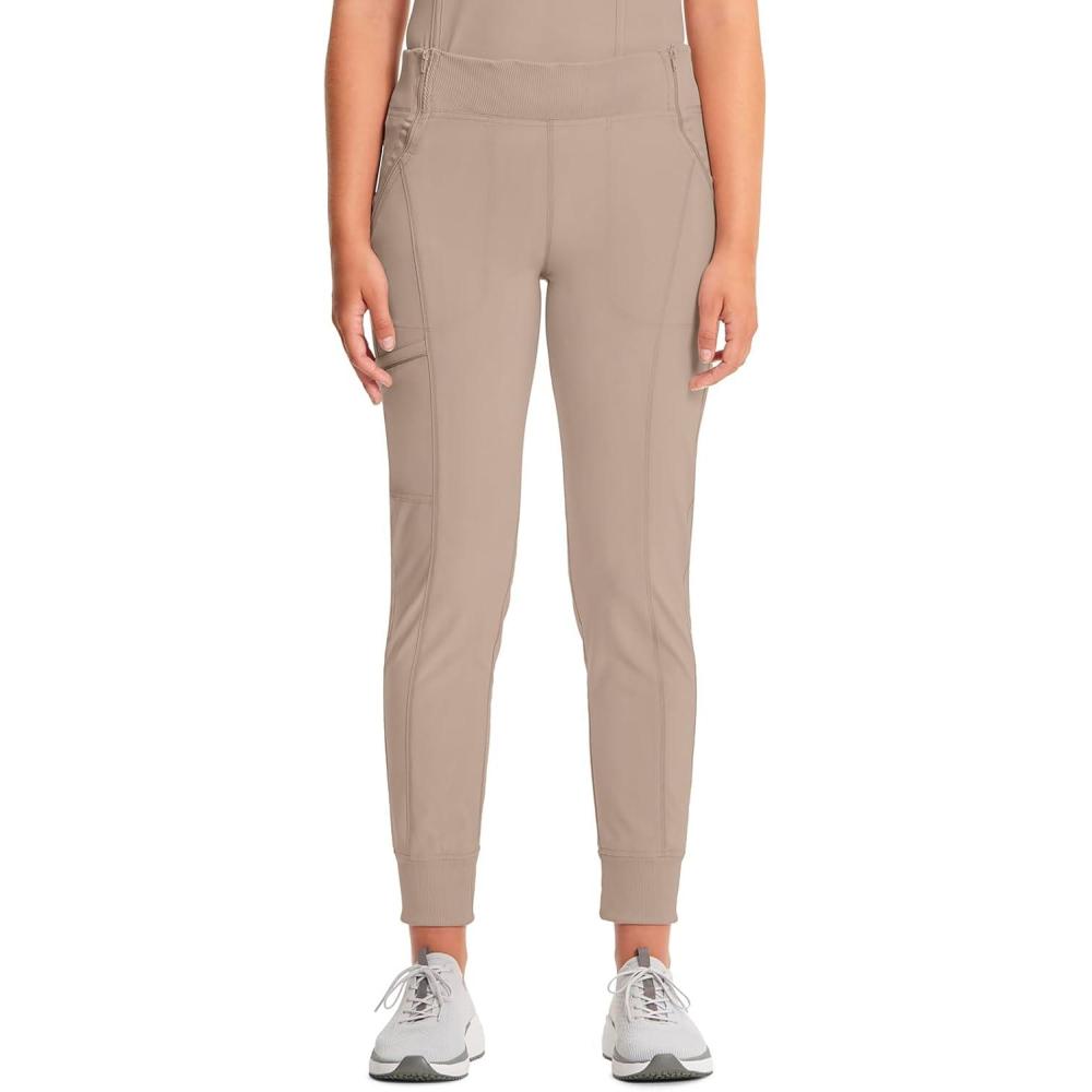 imageCherokee Infinity Womens Scrub Jogger Pants Mid Rise Moisture Wicking WrinkleResistant 360 Stretch 5 Pockets CK110AKhaki