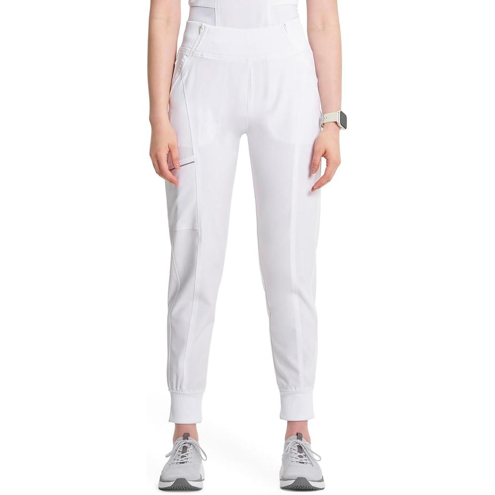 imageCherokee Infinity Womens Scrub Jogger Pants Mid Rise Moisture Wicking WrinkleResistant 360 Stretch 5 Pockets  CK110AWhite
