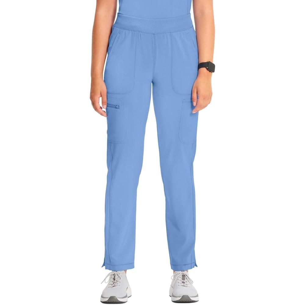 imageCherokee Infinity Womens Scrub Pant Mid Rise Tapered Leg Pullon Bottom with Moisture Wicking amp 360 Stretch Fabric CK065ACiel