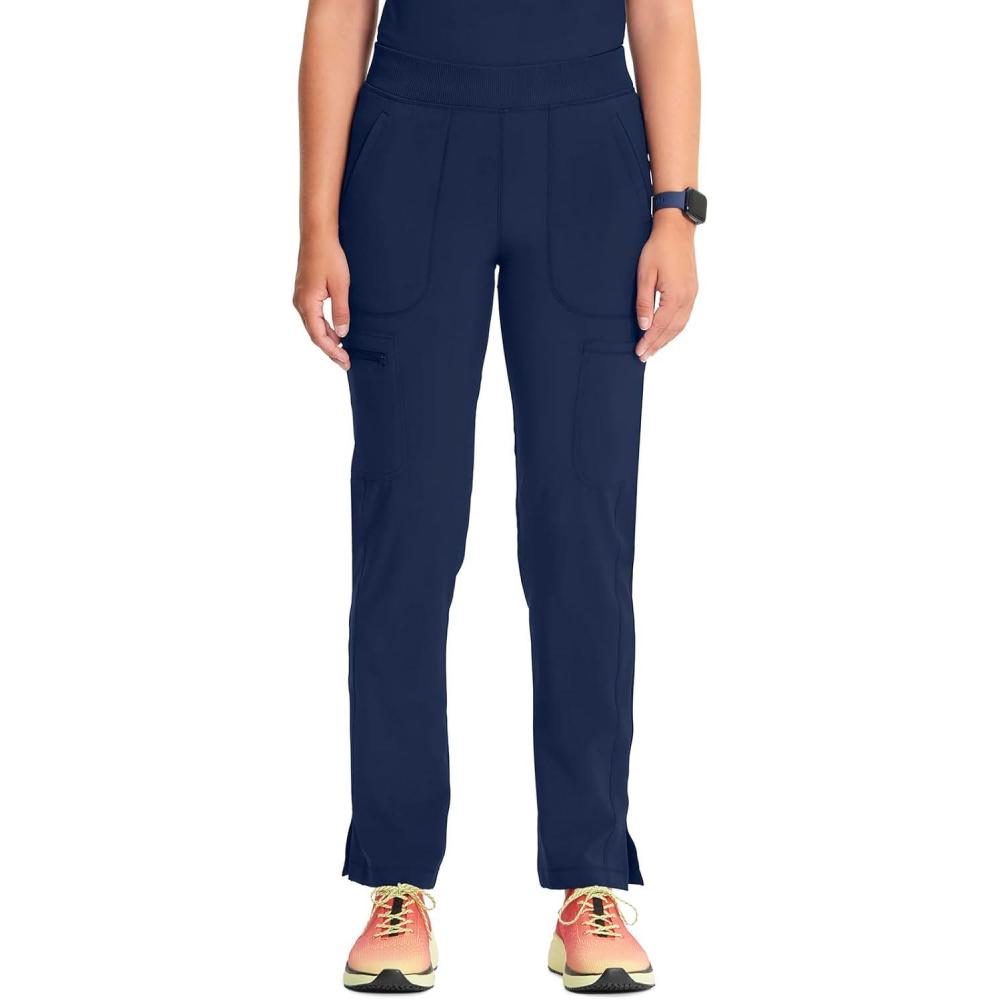imageCherokee Infinity Womens Scrub Pant Mid Rise Tapered Leg Pullon Bottom with Moisture Wicking amp 360 Stretch Fabric CK065ANavy