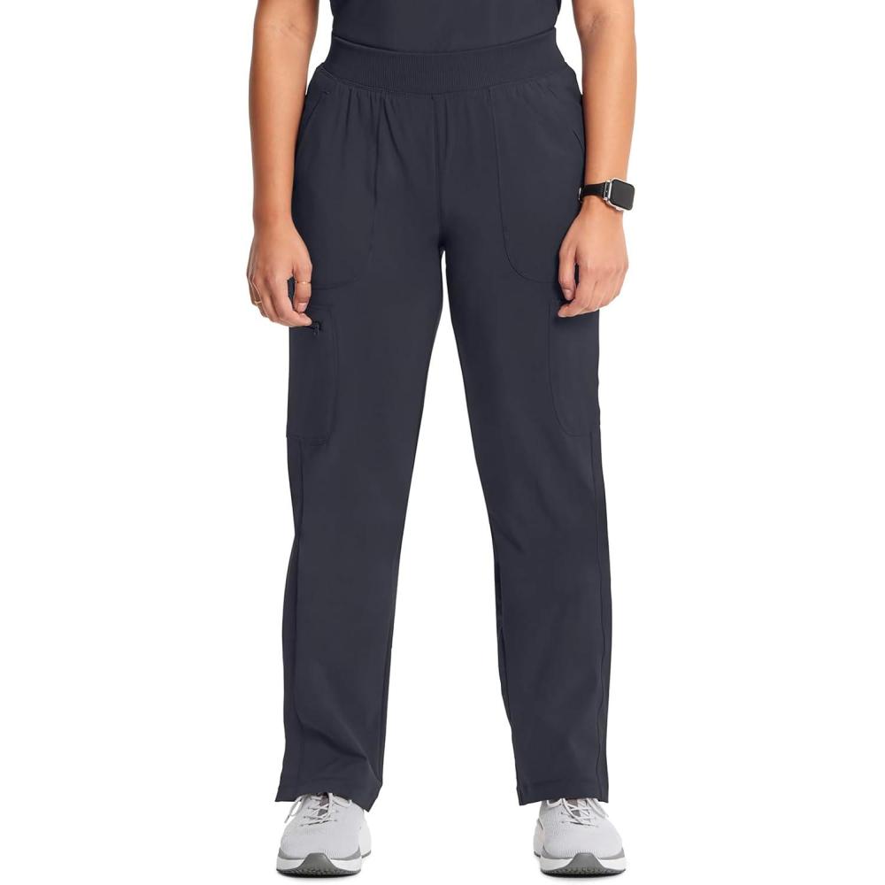 imageCherokee Infinity Womens Scrub Pant Mid Rise Tapered Leg Pullon Bottom with Moisture Wicking amp 360 Stretch Fabric CK065APewter