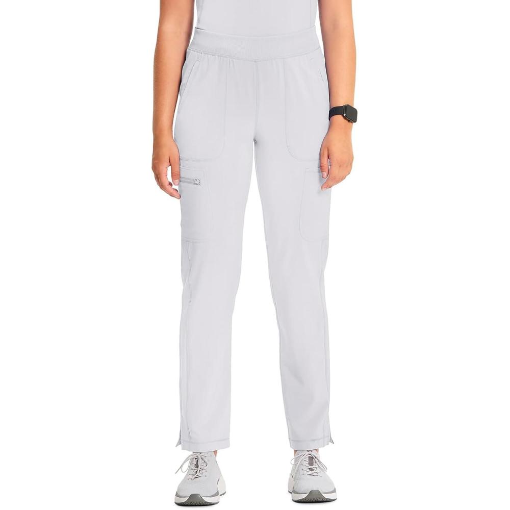 imageCherokee Infinity Womens Scrub Pant Mid Rise Tapered Leg Pullon Bottom with Moisture Wicking amp 360 Stretch Fabric CK065AWhite