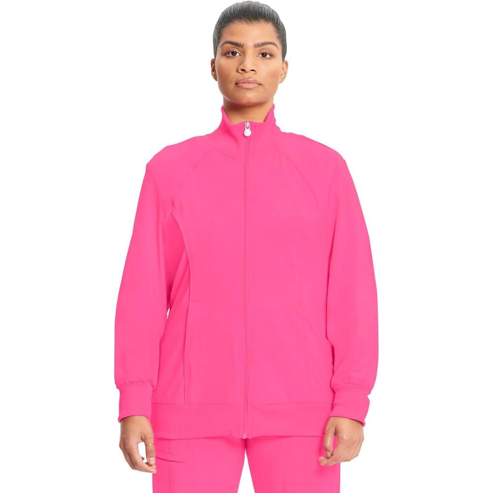 imageCherokee Infinity Womens Zip Front Jacket With 2 Pockets Contemporary Fit Back Shoulder Yokes amp Front Princess Seams 2391ACarmine Pink