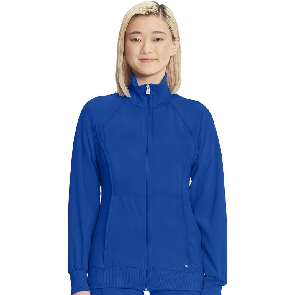 imageCherokee Infinity Womens Zip Front Jacket With 2 Pockets Contemporary Fit Back Shoulder Yokes amp Front Princess Seams 2391AGalaxy Blue