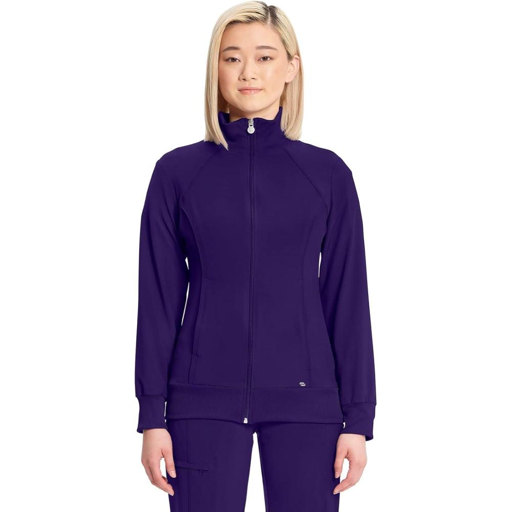 imageCherokee Infinity Womens Zip Front Jacket With 2 Pockets Contemporary Fit Back Shoulder Yokes amp Front Princess Seams 2391AGrape
