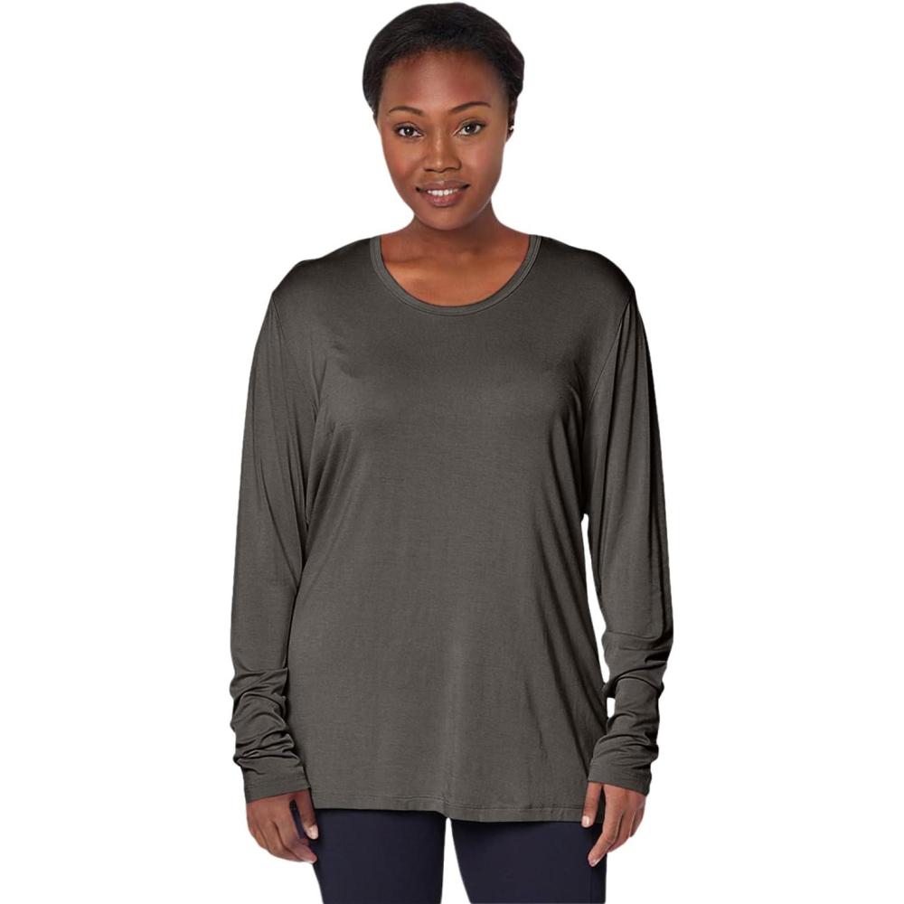 imageCherokee Long Sleeve Underscrub for Women Modern Classic fit Soft Crew Neck Knit Tee with 2Way Stretch 4881Pewter