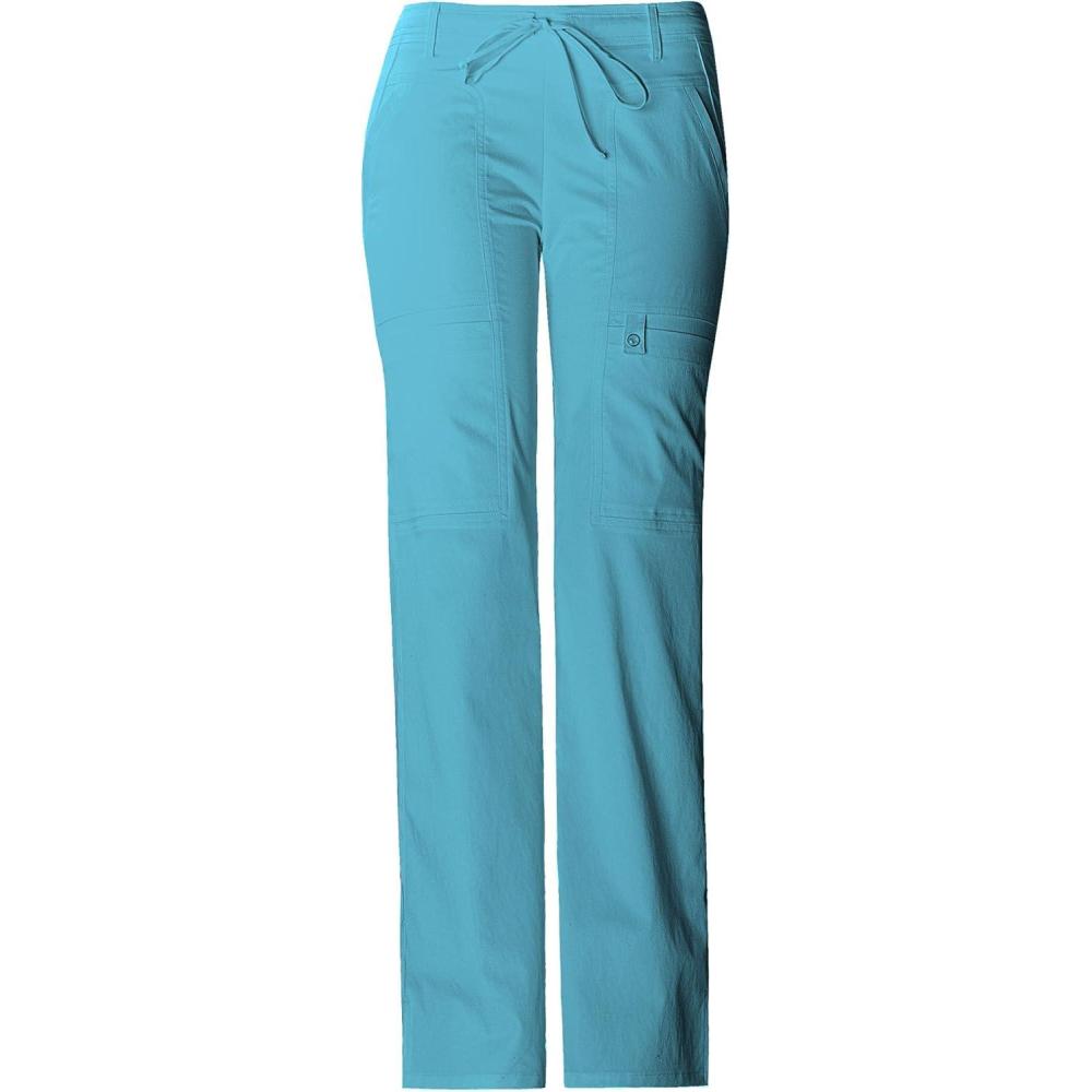 imageCherokee Luxe Women Scrubs Pant Low Rise Flare Leg Drawstring Cargo 21100Blue Wave