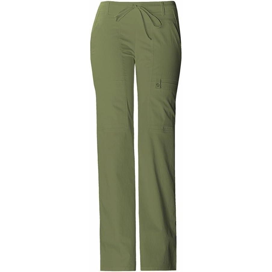 imageCherokee Luxe Women Scrubs Pant Low Rise Flare Leg Drawstring Cargo 21100Olive