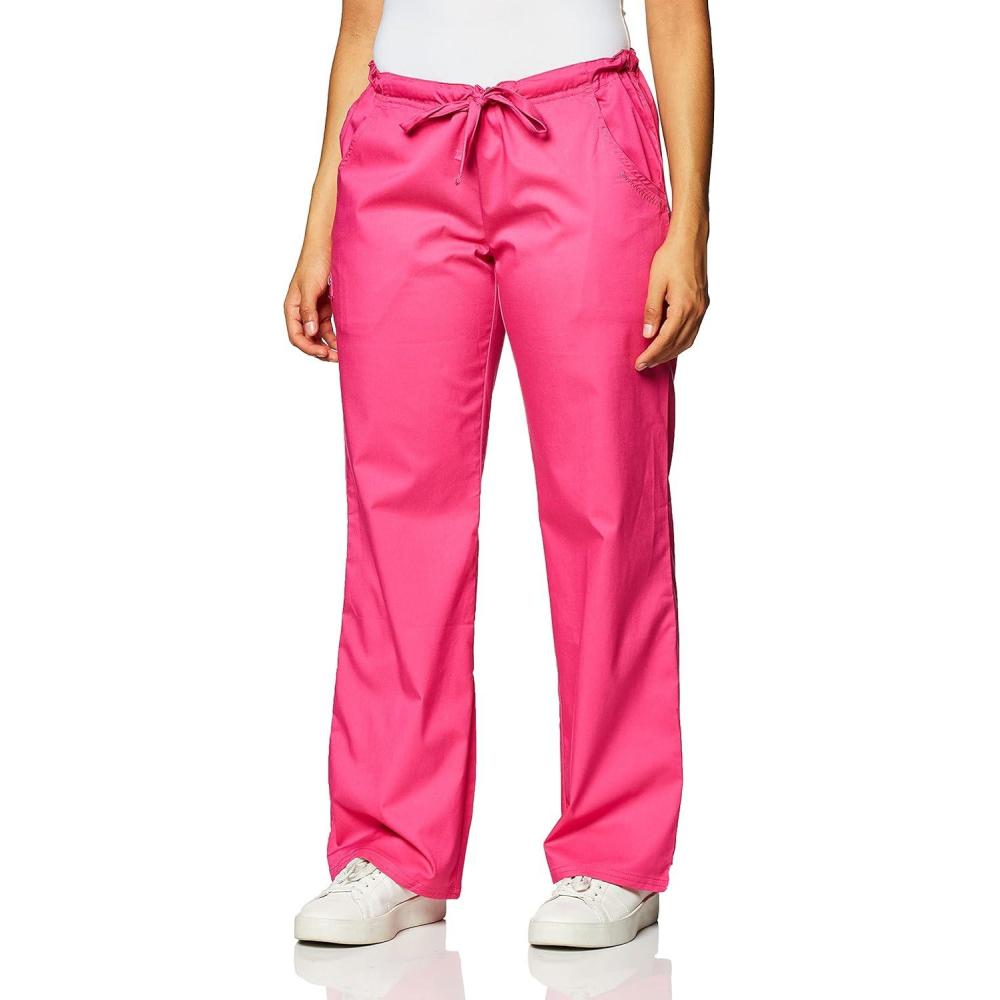 imageCherokee Luxe Women Scrubs Pant Low Rise Straight Leg Drawstring 1066Fuchsia Rose