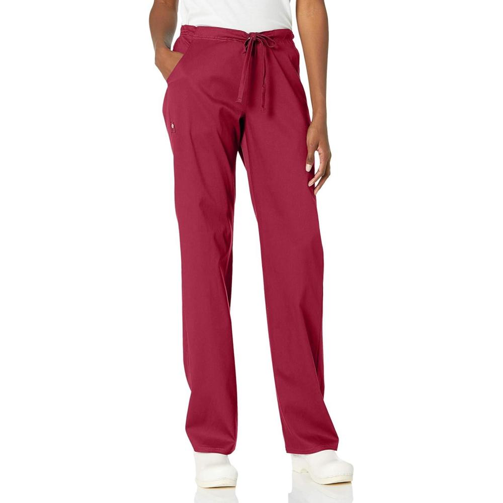 imageCherokee Luxe Women Scrubs Pant Low Rise Straight Leg Drawstring 1066Wine