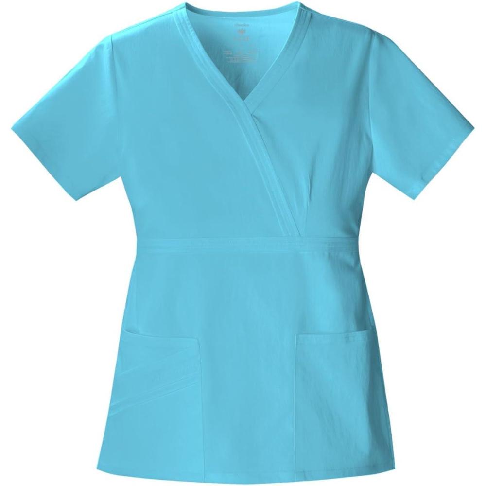 imageCherokee Luxe Women Scrubs Top Mock Wrap 1841Blue Wave