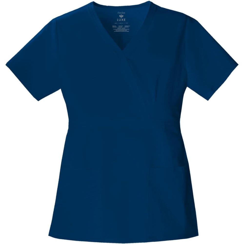imageCherokee Luxe Women Scrubs Top Mock Wrap 1841Navy