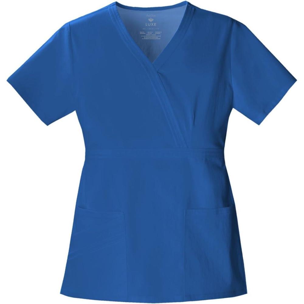 imageCherokee Luxe Women Scrubs Top Mock Wrap 1841Royal