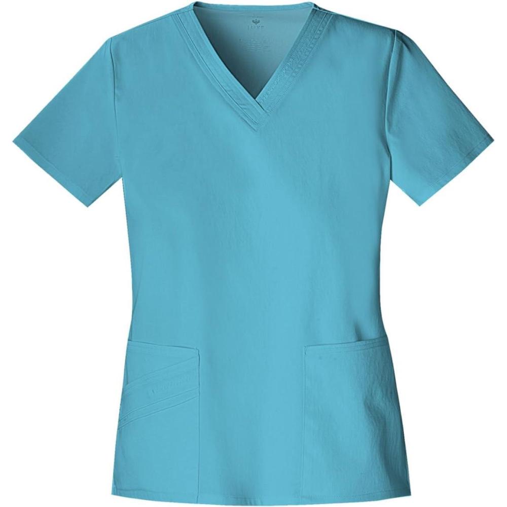imageCherokee Luxe Women Scrubs Top VNeck 1845Blue Wave