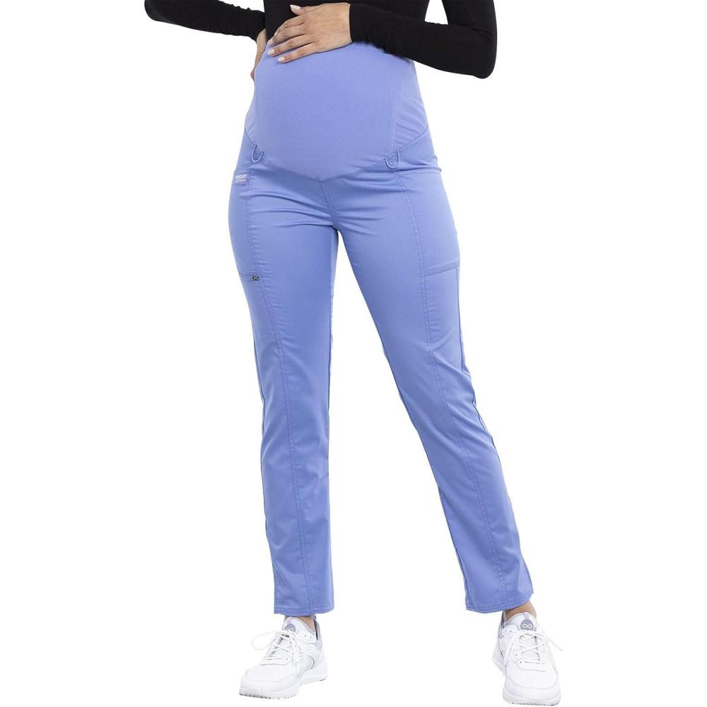 imageCherokee Maternity Scrub Pants for Women Straight Leg Bottoms with Belly Coverage Ultra Soft 2Way Stretch Fabric WW155Ciel