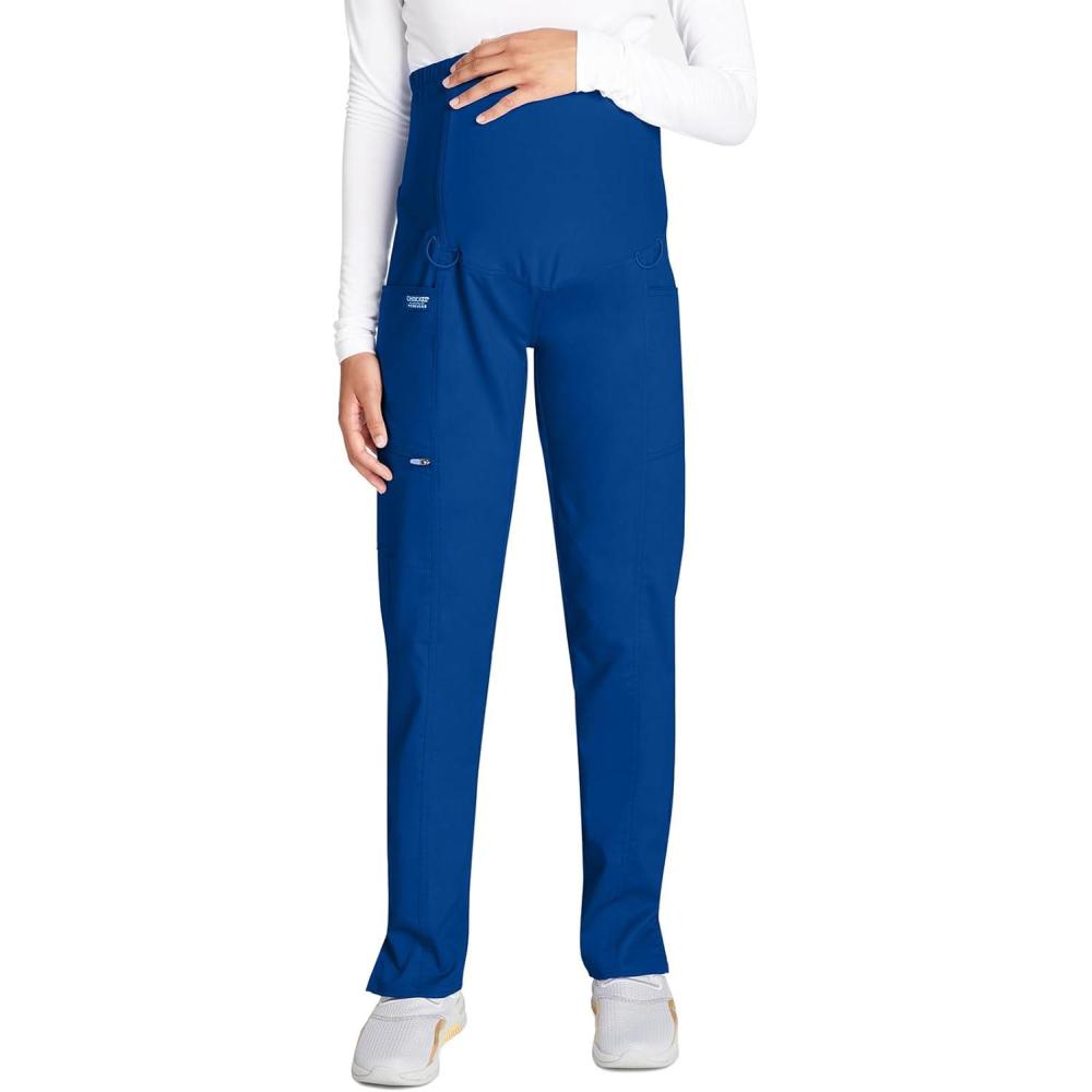 imageCherokee Maternity Scrub Pants for Women Straight Leg Bottoms with Belly Coverage Ultra Soft 2Way Stretch Fabric WW155Galaxy Blue