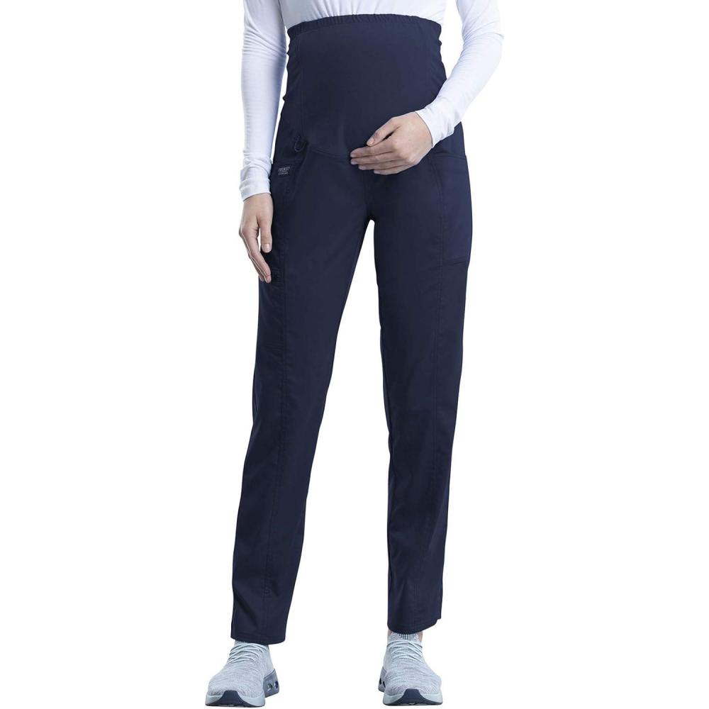 imageCherokee Maternity Scrub Pants for Women Straight Leg Bottoms with Belly Coverage Ultra Soft 2Way Stretch Fabric WW155Navy