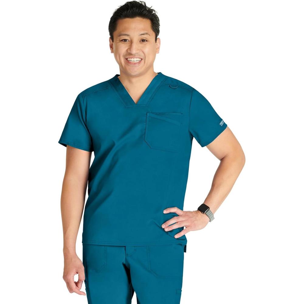 imageCherokee Men Scrubs Top Workwear Revolution VNeck WW751Caribbean Blue
