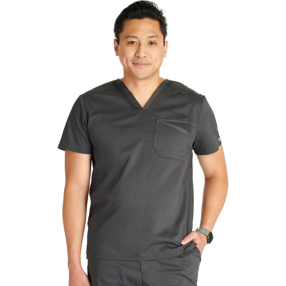 imageCherokee Men Scrubs Top Workwear Revolution VNeck WW751Pewter